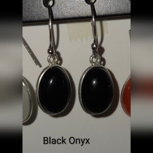 NWOT Handmade Small Black Onyx Dangle Earrings